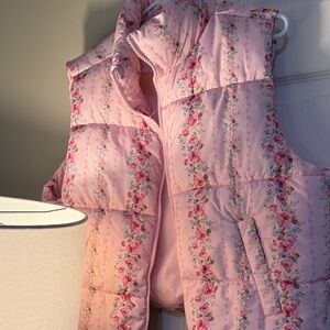 No Boundaries Pink Floral Puffer Vest